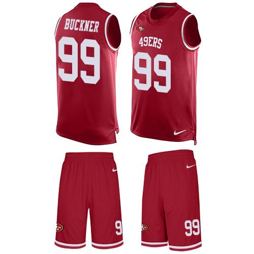 Nike 49ers #99 DeForest Buckner Red Team Color Men's Stitched NFL Limited Tank Top Suit Jersey
